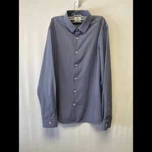 Stitch Note Long Sleeve Blue Men’s Dress Shirt Sz L Wrinkle Resistant Work